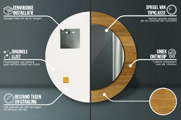 Specchio tondo decoro Quercia rustica