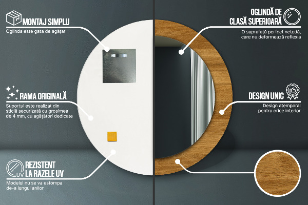 Specchio tondo decoro Quercia rustica