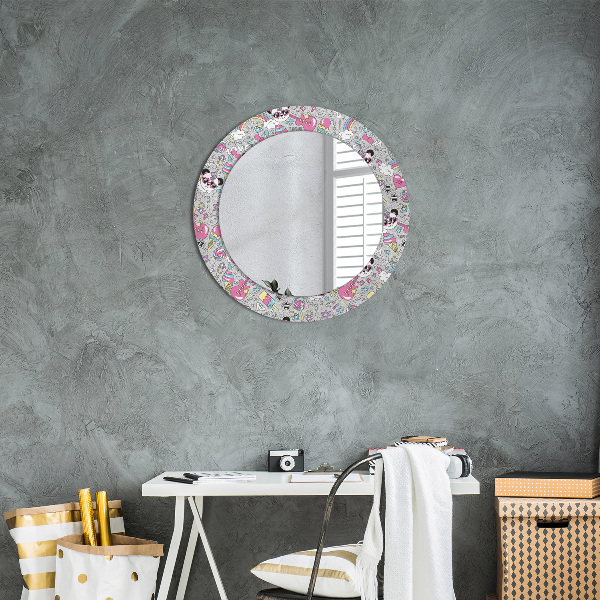 Specchio tondo decoro Panda Unicorn