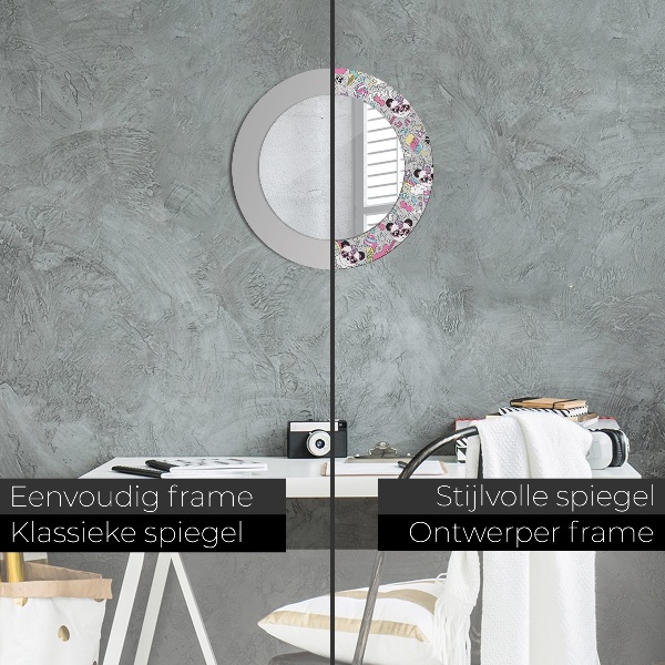 Specchio tondo decoro Panda Unicorn