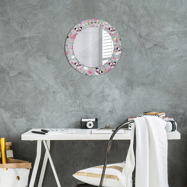 Specchio tondo decoro Panda Unicorn