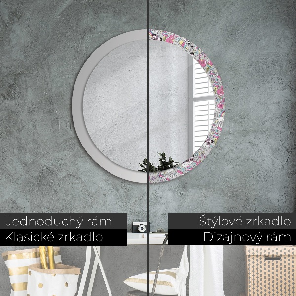 Specchio tondo decoro Panda Unicorn