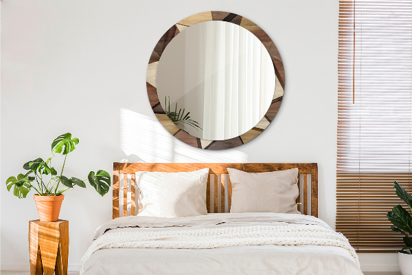Specchio tondo decoro Legno 3D geometrico