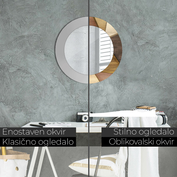Specchio tondo decoro Legno 3D geometrico