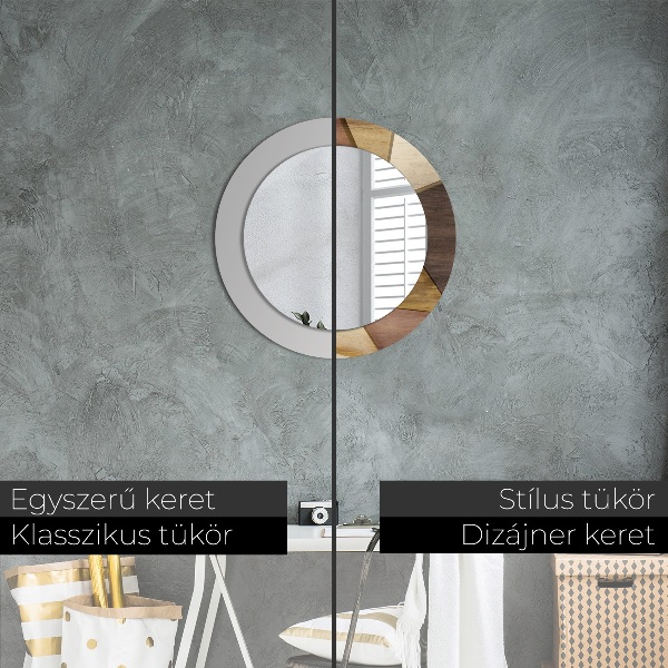 Specchio tondo decoro Legno 3D geometrico