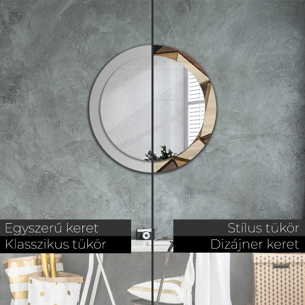 Specchio tondo decoro Legno 3D geometrico