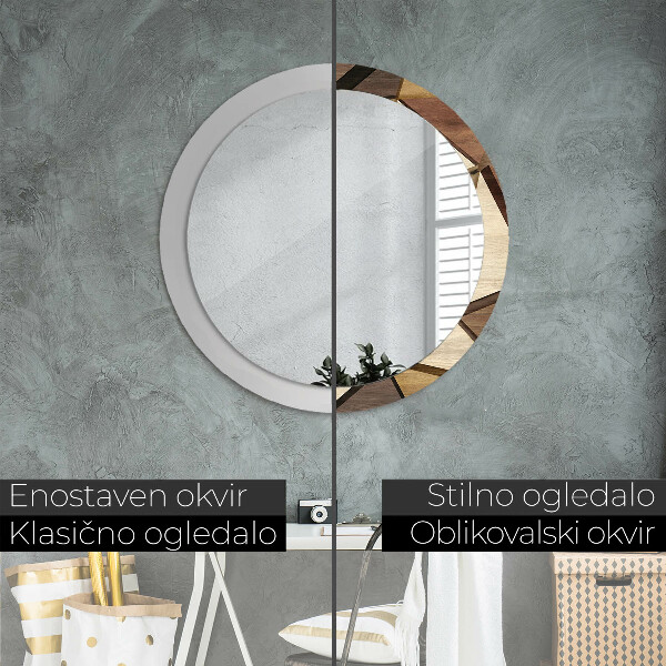 Specchio tondo decoro Legno 3D geometrico