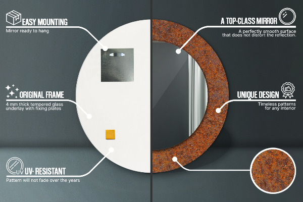 Specchio tondo decoro Metallo arrugginito