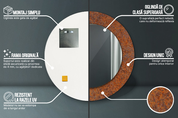 Specchio tondo decoro Metallo arrugginito