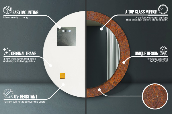 Specchio tondo decoro Metallo arrugginito