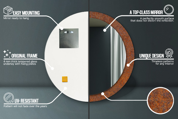 Specchio tondo decoro Metallo arrugginito