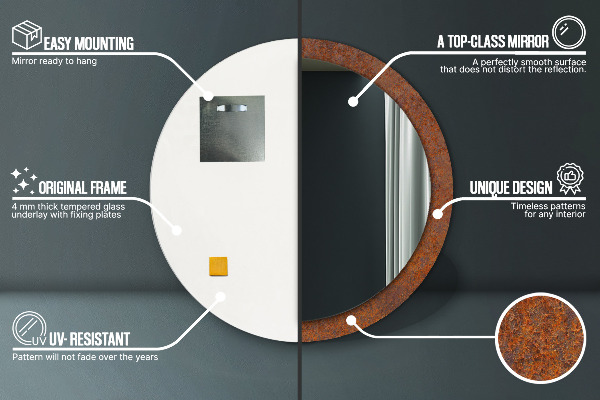 Specchio tondo decoro Metallo arrugginito