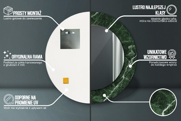 Specchio tondo decoro Marmo verde