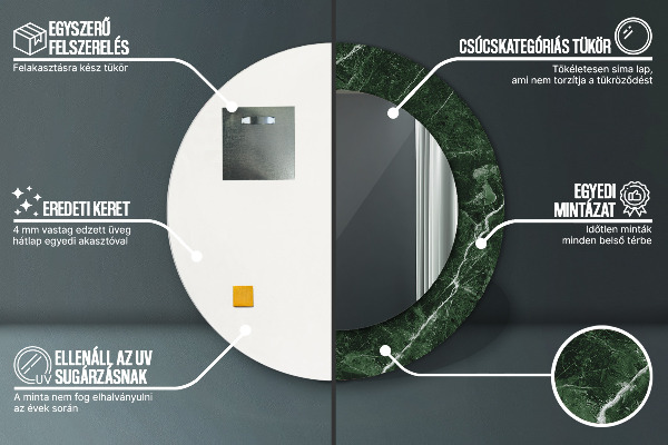 Specchio tondo decoro Marmo verde