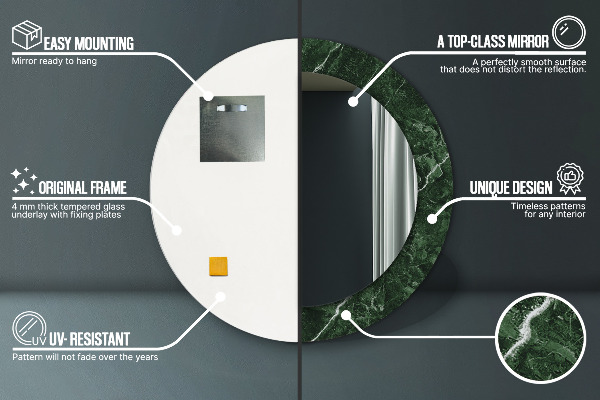 Specchio tondo decoro Marmo verde