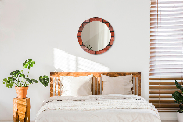 Specchio tondo decoro mattone rosso