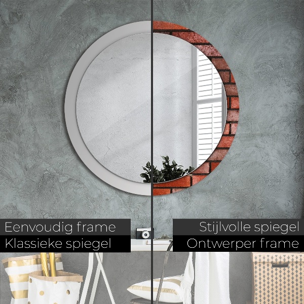 Specchio tondo decoro mattone rosso