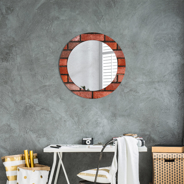 Specchio tondo decoro mattone rosso