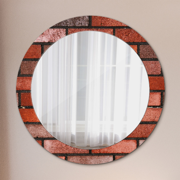Specchio tondo decoro mattone rosso