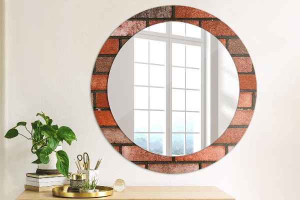 Specchio tondo decoro mattone rosso