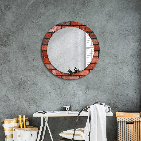 Specchio tondo decoro mattone rosso