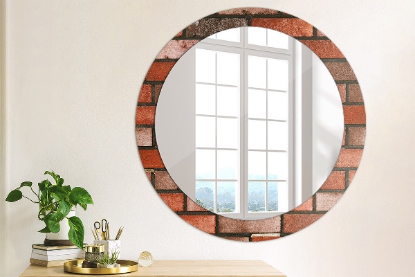 Specchio tondo decoro mattone rosso