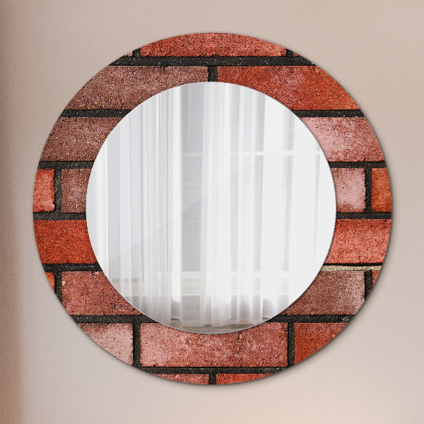 Specchio tondo decoro mattone rosso
