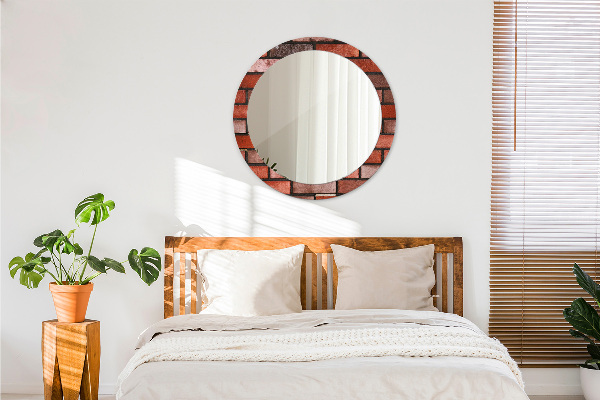 Specchio tondo decoro mattone rosso