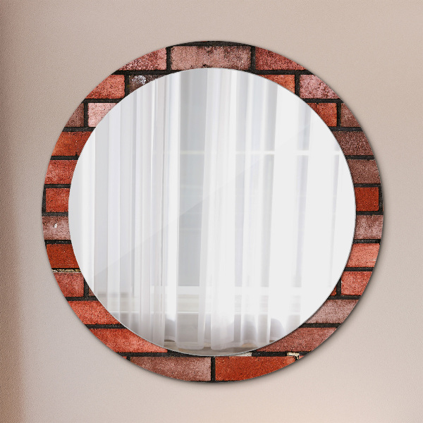 Specchio tondo decoro mattone rosso