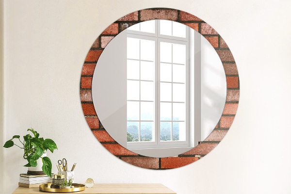 Specchio tondo decoro mattone rosso
