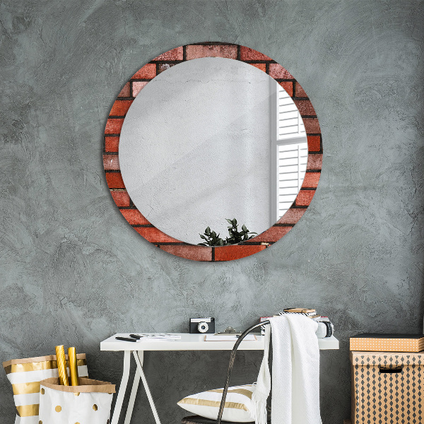 Specchio tondo decoro mattone rosso