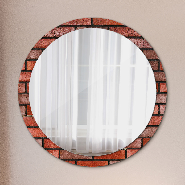 Specchio tondo decoro mattone rosso
