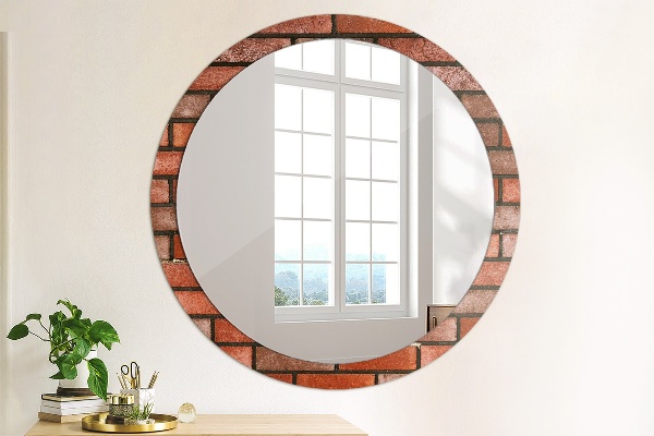 Specchio tondo decoro mattone rosso
