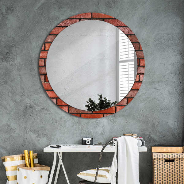 Specchio tondo decoro mattone rosso