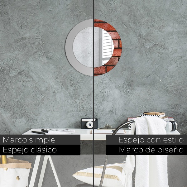 Specchio tondo decoro mattone rosso