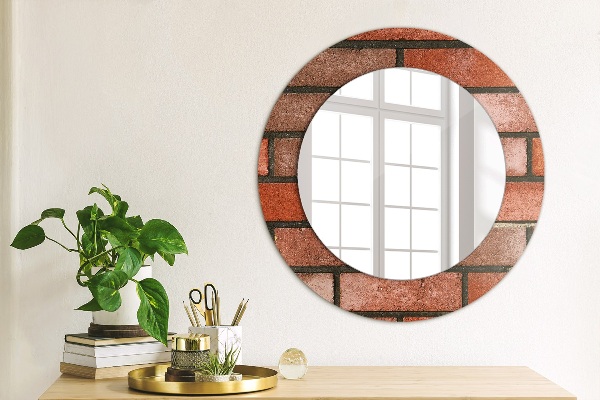 Specchio tondo decoro mattone rosso