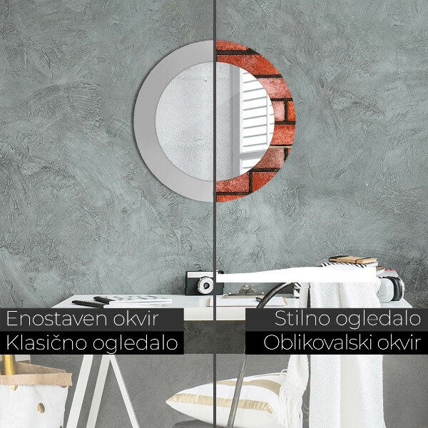Specchio tondo decoro mattone rosso