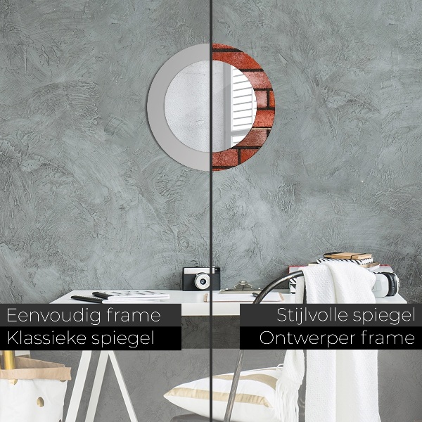 Specchio tondo decoro mattone rosso