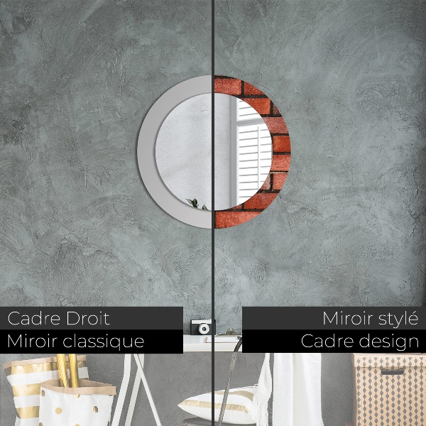 Specchio tondo decoro mattone rosso