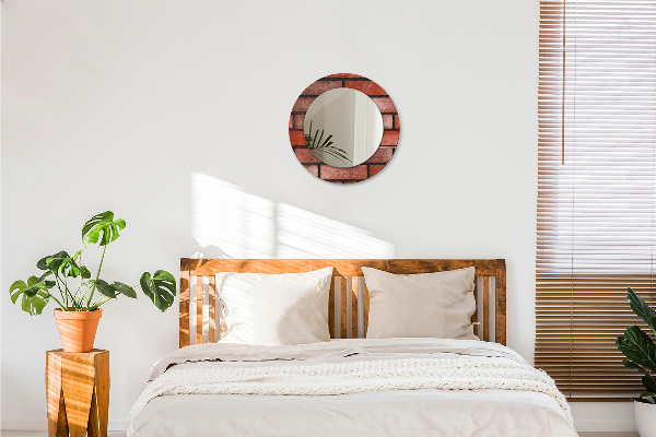 Specchio tondo decoro mattone rosso