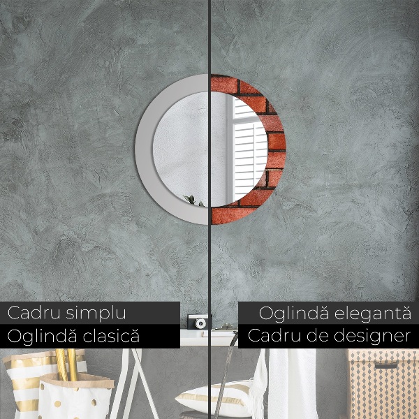 Specchio tondo decoro mattone rosso