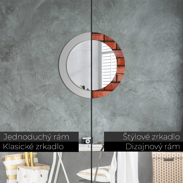 Specchio tondo decoro mattone rosso