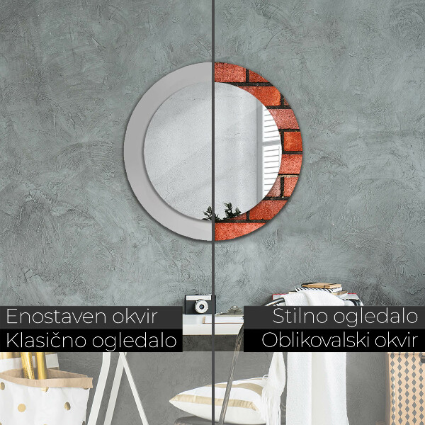 Specchio tondo decoro mattone rosso