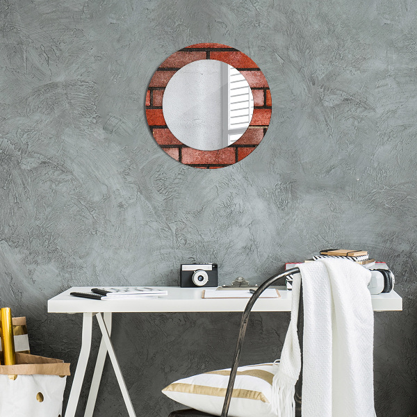 Specchio tondo decoro mattone rosso