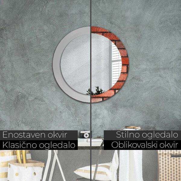 Specchio tondo decoro mattone rosso