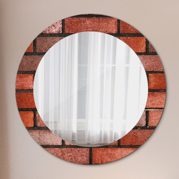 Specchio tondo decoro mattone rosso