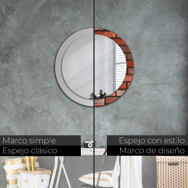 Specchio tondo decoro mattone rosso