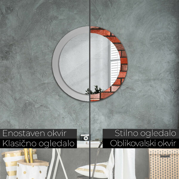 Specchio tondo decoro mattone rosso