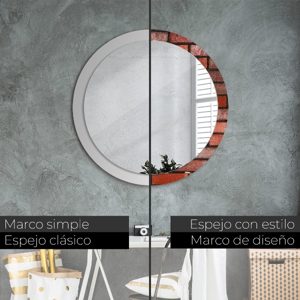 Specchio tondo decoro mattone rosso