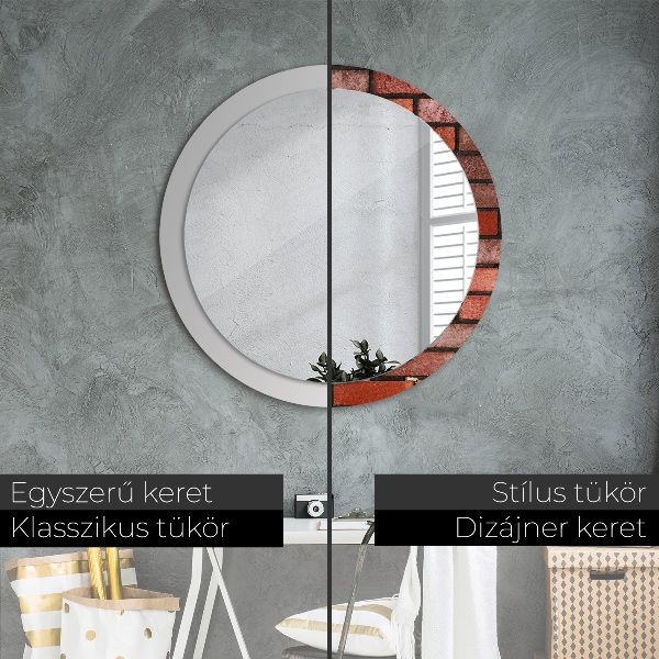 Specchio tondo decoro mattone rosso